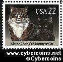 Scott 2374 mint 22c -  Cats - Maine Coon, Burmese