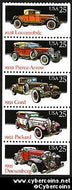Scott 2385A mint 25c -  Classic Automobiles bklt pane, 5 varieties, attached