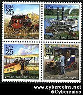 Scott 2434-37 mint 25c - Classic Mail Delivery, 4 attached