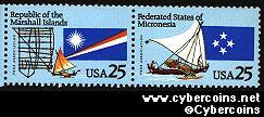 Scott 2506-7 mint 25c - Micronesia & Marshall Islands