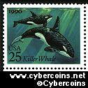 Scott 2508 mint 25c - Sea Creature - Killer Whales