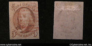US #1 5 Cent Franklin - Used - red cancel