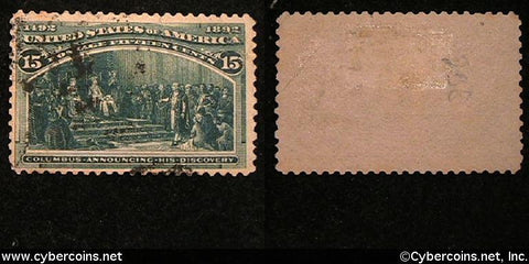 US #238 15 Cent Columbus Announcing