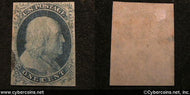 US #9 1 Cent Franklin - Used - trace cancellation.