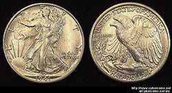 1941-S Walking Half Dollar, Grade= MS64