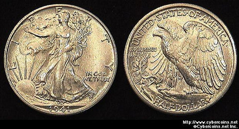 1941-S Walking Half Dollar, Grade= MS64