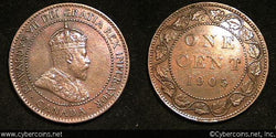 1905, Canada cent, KM8, AU/XF with a