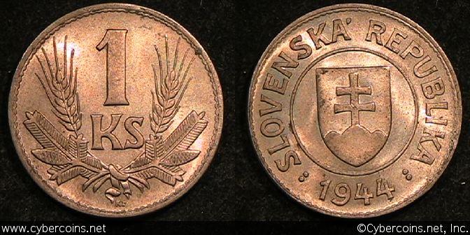 Slovakia, 1944, Koruna, KM6, AU - some