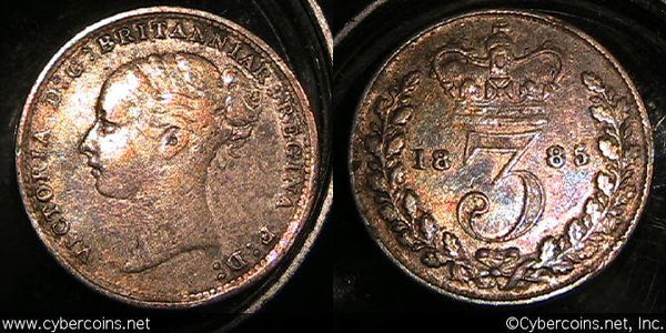 Great Britain, 1885, 3 Pence, KM730, VF+ -