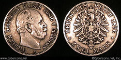Prussia, 1876A, 2 marks, VF, KM506