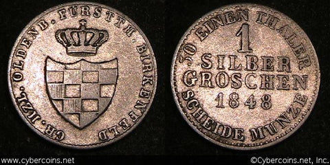 Birkenfeld, 1848, Groschen, KM9, VF -