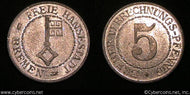 Bremen, 1924, 5 Pfennig, KMTn2, AU/XF
