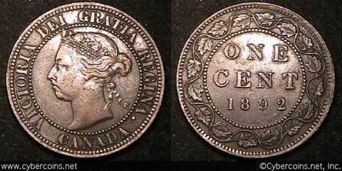 1892, Canada cent, KM7, VF+ but with a few