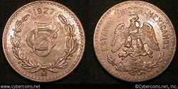 Mexico, 1927, 5 centavos, KM422, XF