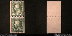 US #390 1 Cent Franklin guide line pair -