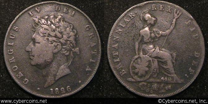 Great Britain, 1826, VF, KM692 - 1/2 penny
