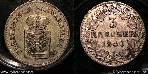 Schwarzburg-Radolstadt, 1840, 3 Kreuzer,