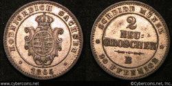 Saxony-Albertine, 1865B, 2 Neu-Groschen,