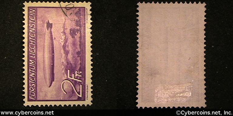 Liechtenstein Airmail #C16 - 2 Fr - Used - trace