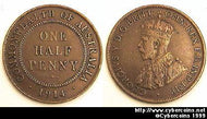 Australia, 1914  - 1/2 penny, XF, KM22