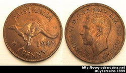 Australia, 1943P, 1 penny, AU, KM36