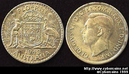 Australia, 1943S, 1 florin, UNC, KM40
