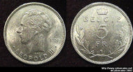 Belgium, 1936,  5 francs, AU, KM109.1