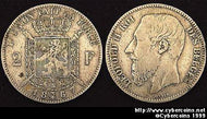 Belgium, 1867,  1 franc, VF+, KM30.1