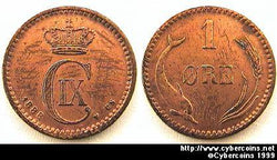 Denmark, 1888h,  1 ore,  AU cleaned, KM792.1