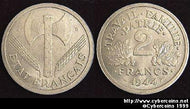 France/Vichy,  1944B,  2 francs, UNC, KM904.2