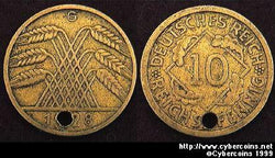 Germany, 1928G,  10 reichspfennig, VF, KM40