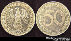 Germany, 1939A,  50 Reichspfennig, AU, KM95