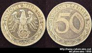 Germany, 1939A,  50 Reichspfennig, AU, KM95