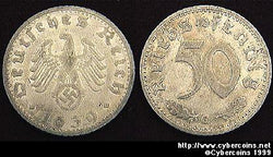 Germany, 1939G,  50 Reichspfennig, VF/XF, KM96
