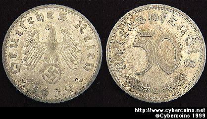 Germany, 1939G,  50 Reichspfennig, VF/XF, KM96