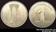 Germany, 1950A, 1 pfennig,  UNC, KM1