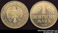 Germany, 1956F,   1 mark, AU58, KM110