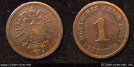 Germany, 1875J, 1 pfennig,  VF, KM1  -