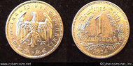 Germany, 1934F, 1 mark, AU, KM78. Light