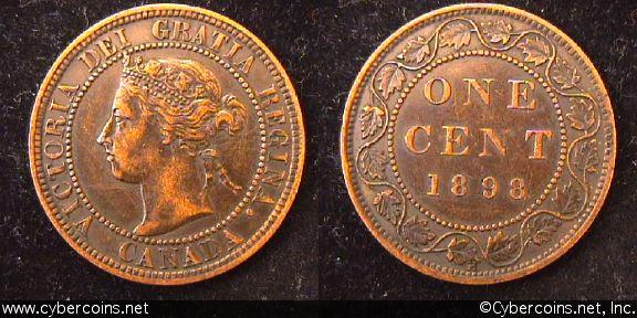 1898H, Canada cent, KM7, XF. With problems