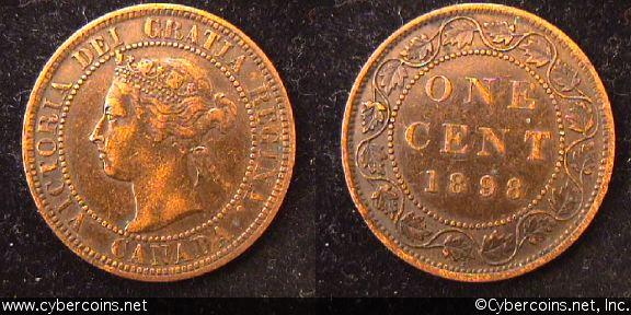 1898H, Canada cent, KM7, VF. Nice