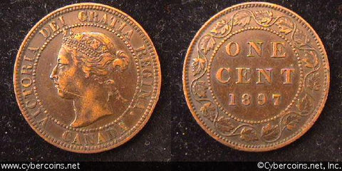 1897, Canada cent, KM7, XF. Nice strike but 1