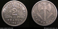France, 1944, 2 francs, AU, KM904.1. Exact