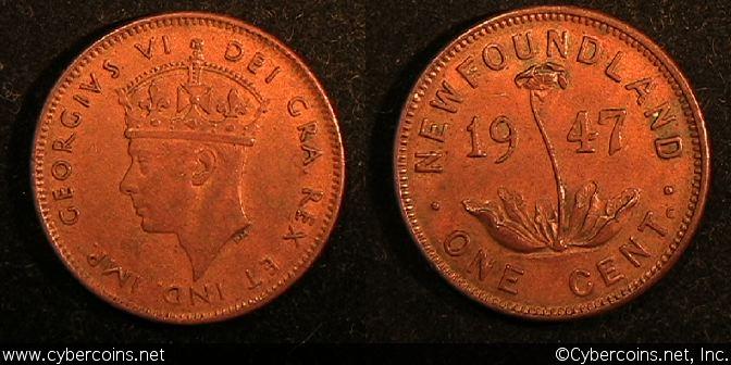 Newfoundland, 1947C, Cent, KM18, AU. Exact