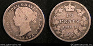 1887, Canada 10 cent, KM3, VG. Fairly even