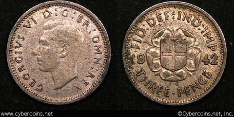 Great Britain, 1942, 3 pence, VF/XF, KM848