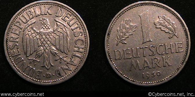 Germany, 1950D, 1 mark, XF, KM110.