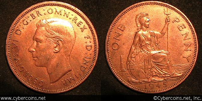 Great Britain, 1945, Penny, AU, KM845