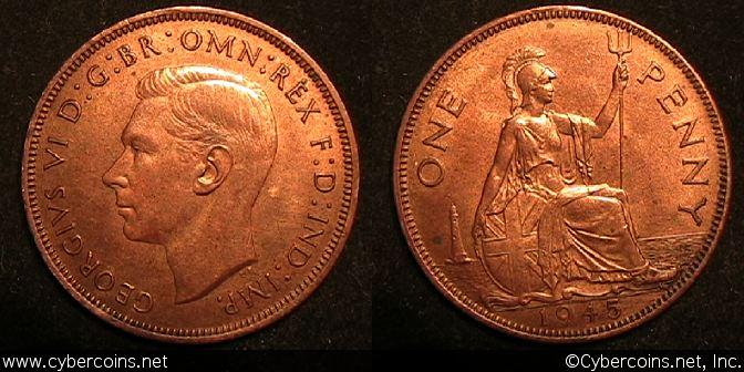 Great Britain, 1945, Penny, AU, KM845