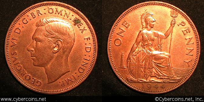 Great Britain, 1944, 1 penny, AU, KM845